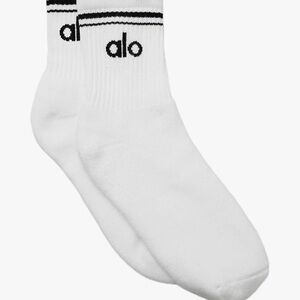 ALO Yoga White Athletic Socks with Black Stripes